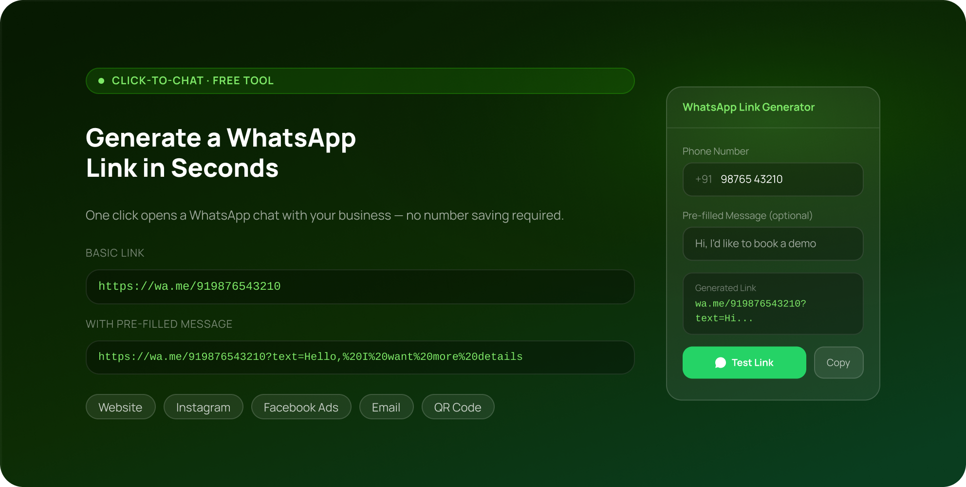 WhatsApp Link Generator - Create Free Click-to-Chat URL